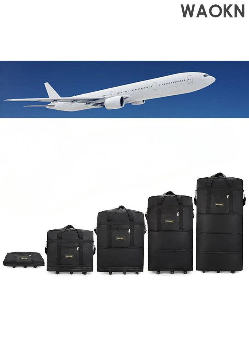 WAOKN Expandable Foldable Luggage Bag, Collapsible Suitcase with Combination Lock, Rolling Duffel Bag with 2 Straps, Carry On Luggage Bag with Spinner Wheels, Waterproof Oxford Multifunction Travel Bag with Shoulder Straps for Men Women - Image 5