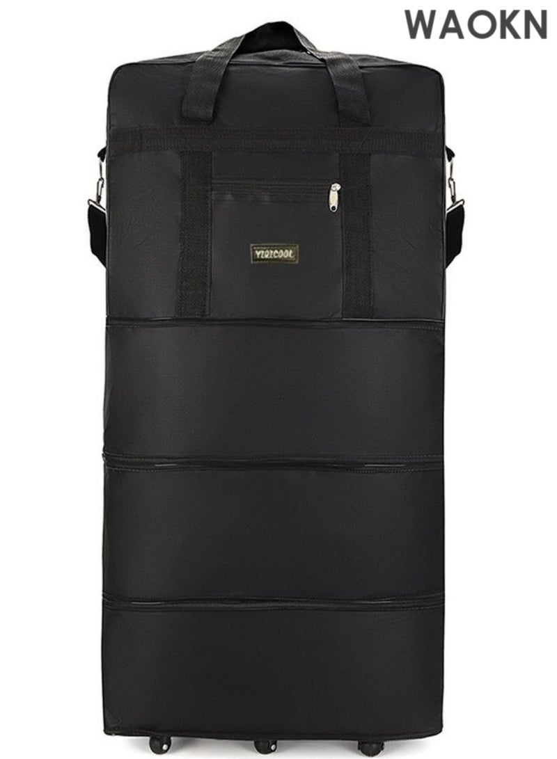 WAOKN Expandable Foldable Luggage Bag, Collapsible Suitcase with Combination Lock, Rolling Duffel Bag with 2 Straps, Carry On Luggage Bag with Spinner Wheels, Waterproof Oxford Multifunction Travel Bag with Shoulder Straps for Men Women - Image 1