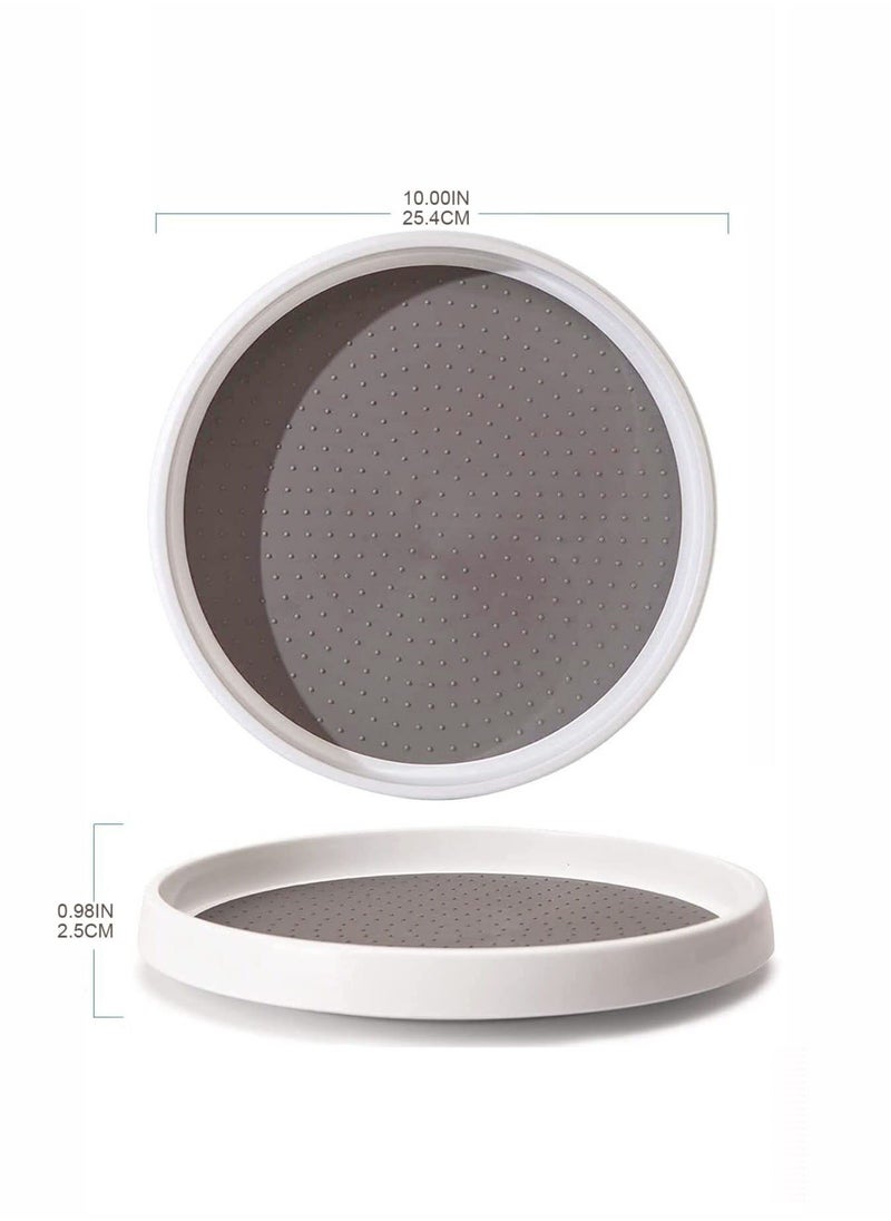 Kitchen Spice Tray, Non-Skid Turntable Round Tray, Kitchen Cupboard Tray, Rotating Condiment Holder for Cabinet Pantry Refrigerator, 10 Inch Round Tray