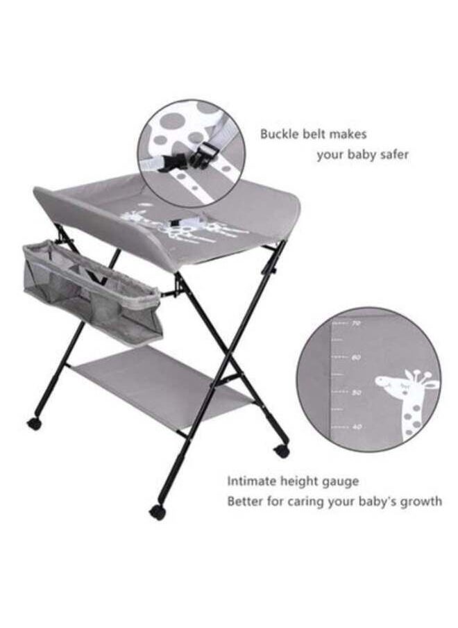 Foldable Baby Changing Table with Wheels and Storage Bag