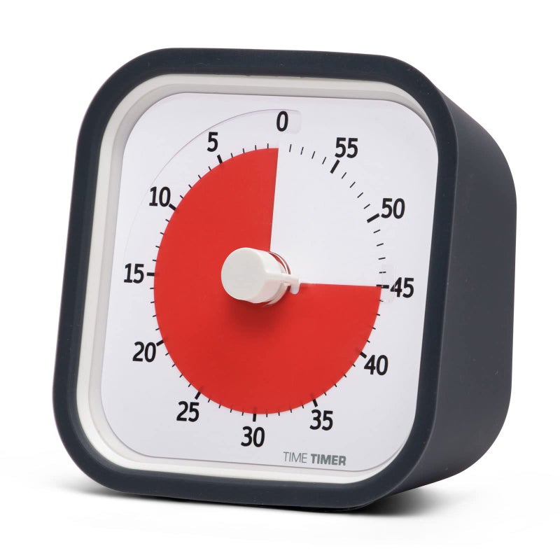 TIME TIMER MOD (Charcoal), A Visual Countdown 60 Minute Timer for Classrooms, Meetings, Kids and Adults Office and Homeschooling Tool with Silent Operation and Interchangeable Silicone Cover - Image 1