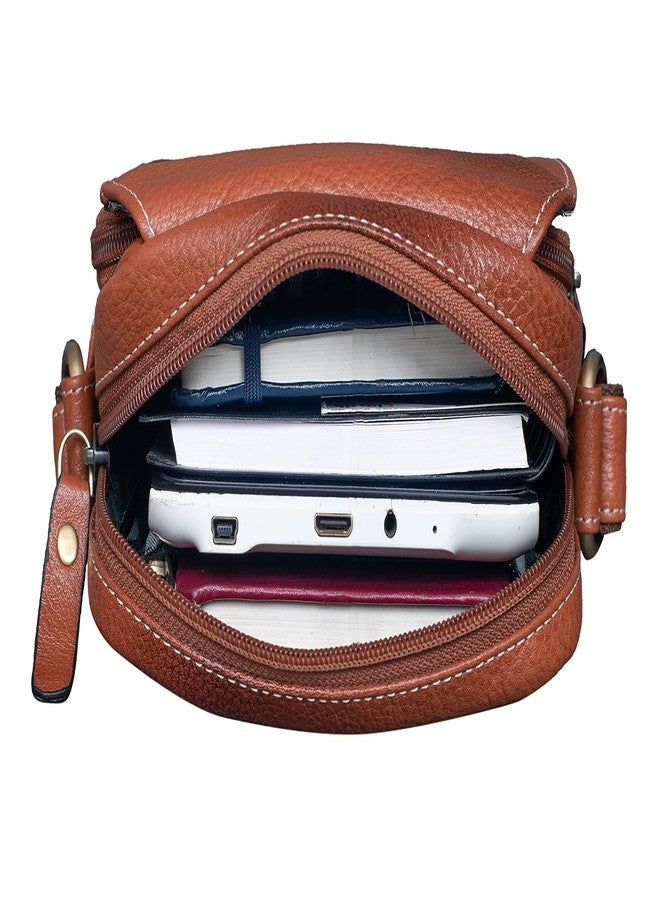 BRAND LEATHER Messenger Bag GENUINE LEATHER Shoulder Bags Travel Bag, Cross body Bags for Work Business (TAN) - Image 5