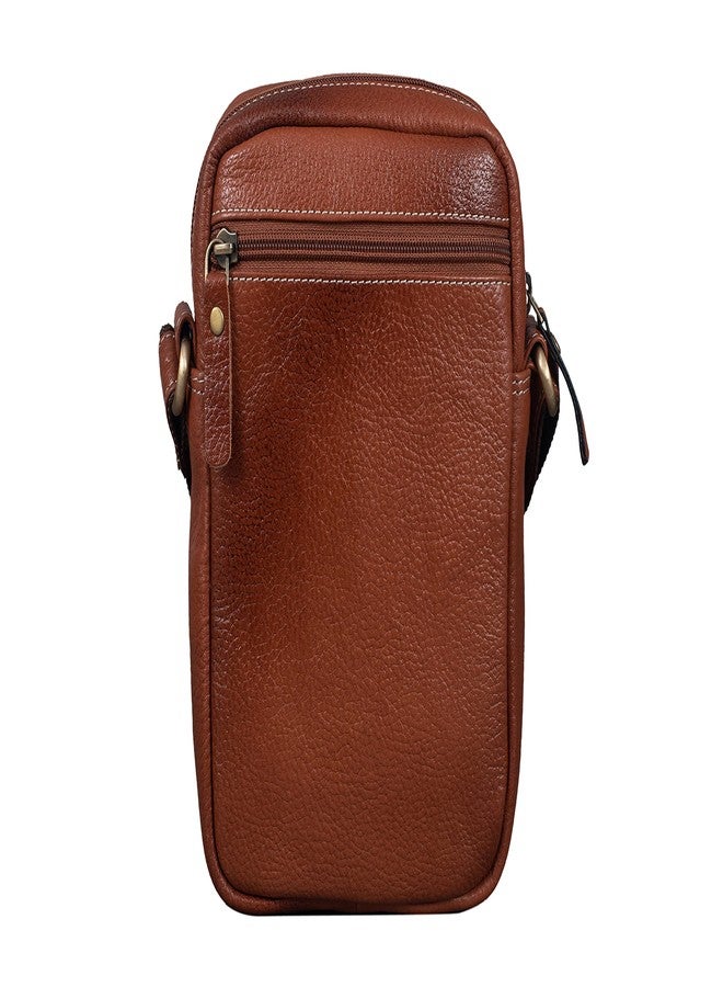 BRAND LEATHER Messenger Bag GENUINE LEATHER Shoulder Bags Travel Bag, Cross body Bags for Work Business (TAN) - Image 2