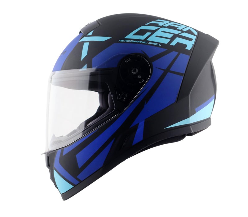 Vega Ranger DX Revenge Full Face Riding Helmet with Matte Shell, Comfortable Liner, Shock Absorbing Interior, Ventilated Fit, Lightweight Build, and Modern Dull Black Blue Styling Dull Black Blue-L - Image 3