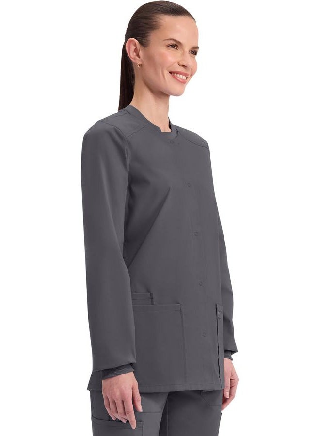 Cherokee Women's Professionals Ww340 Snap Front Warm-Up Jacket Large Pewter - Image 5