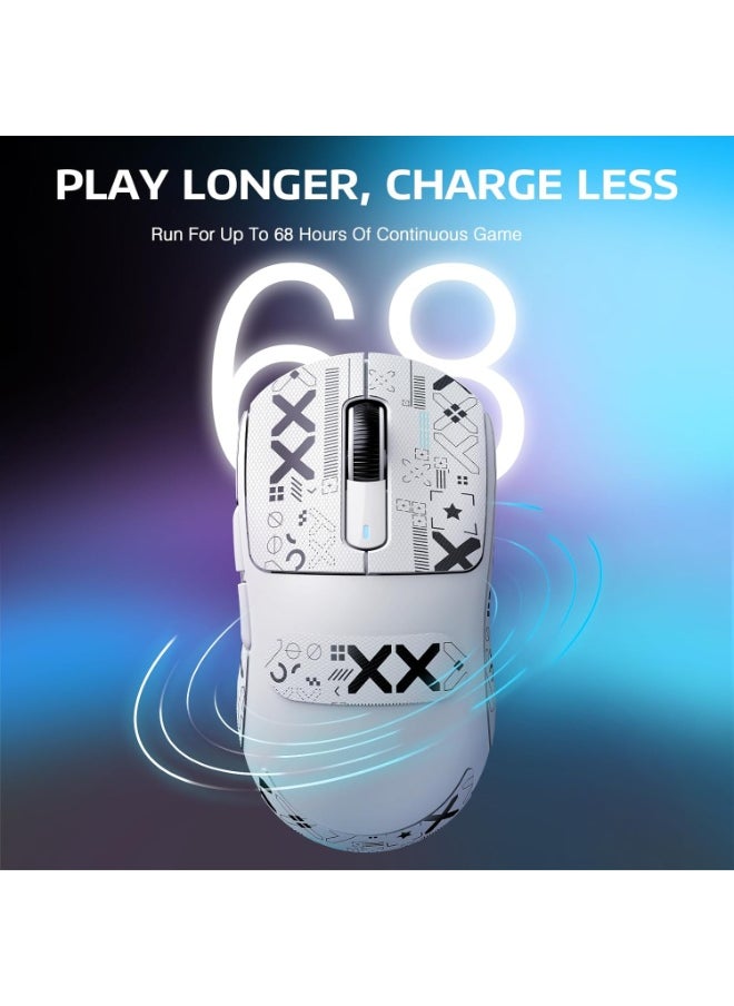 Attack Shark - ATTACK SHARK X3PRO 4K/8K Lightweight Wireless Gaming Mouse with Tri-Mode(Wired/2.4GHz/BT),PAW3395 Optical Sensor,26K DPI,Kailh GM8.0 Switch,Long Battery,7 Buttons for PC/Laptop/Win/Mac(White+Sticker) - Image 1