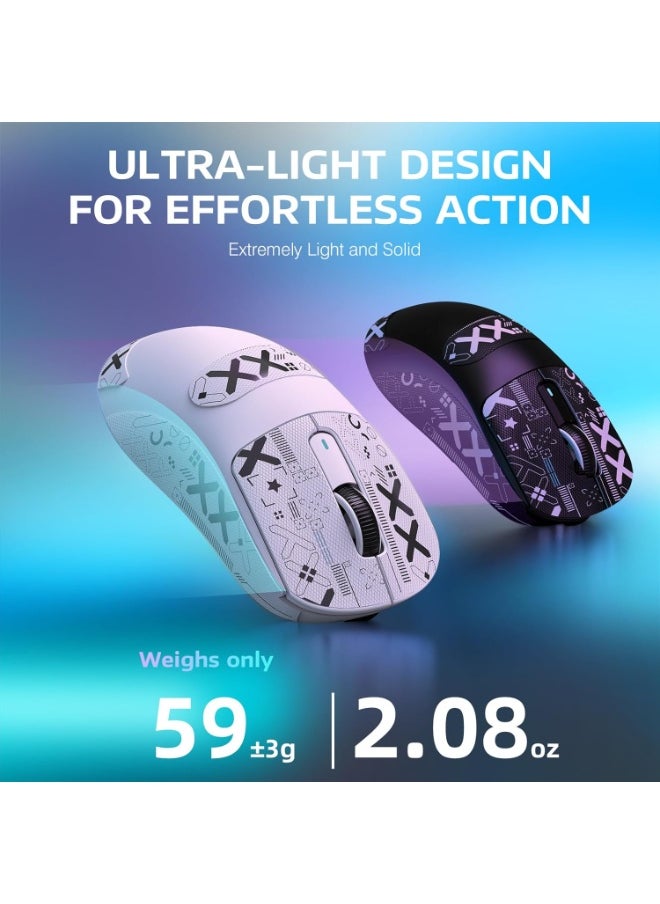 Attack Shark - ATTACK SHARK X3PRO 4K/8K Lightweight Wireless Gaming Mouse with Tri-Mode(Wired/2.4GHz/BT),PAW3395 Optical Sensor,26K DPI,Kailh GM8.0 Switch,Long Battery,7 Buttons for PC/Laptop/Win/Mac(White+Sticker) - Image 1