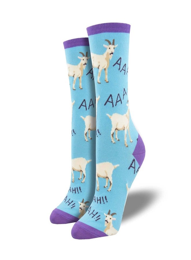 Socksmith Women's Crew Socks, Screaming Goats (Blue)