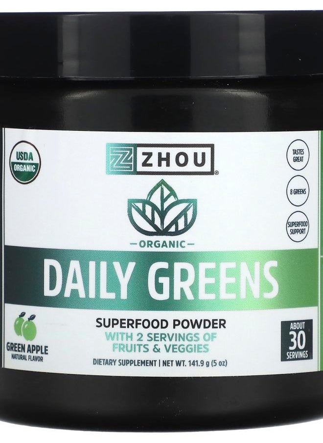 Zhou Nutrition Organic Daily Greens Green Apple 5 oz (141.9 g) 