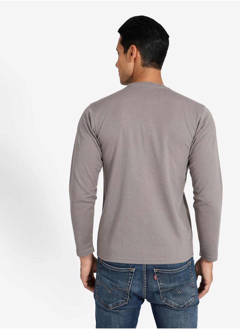 Tropical Solid Pattern Long Sleeve T-Shirt  - Image 2