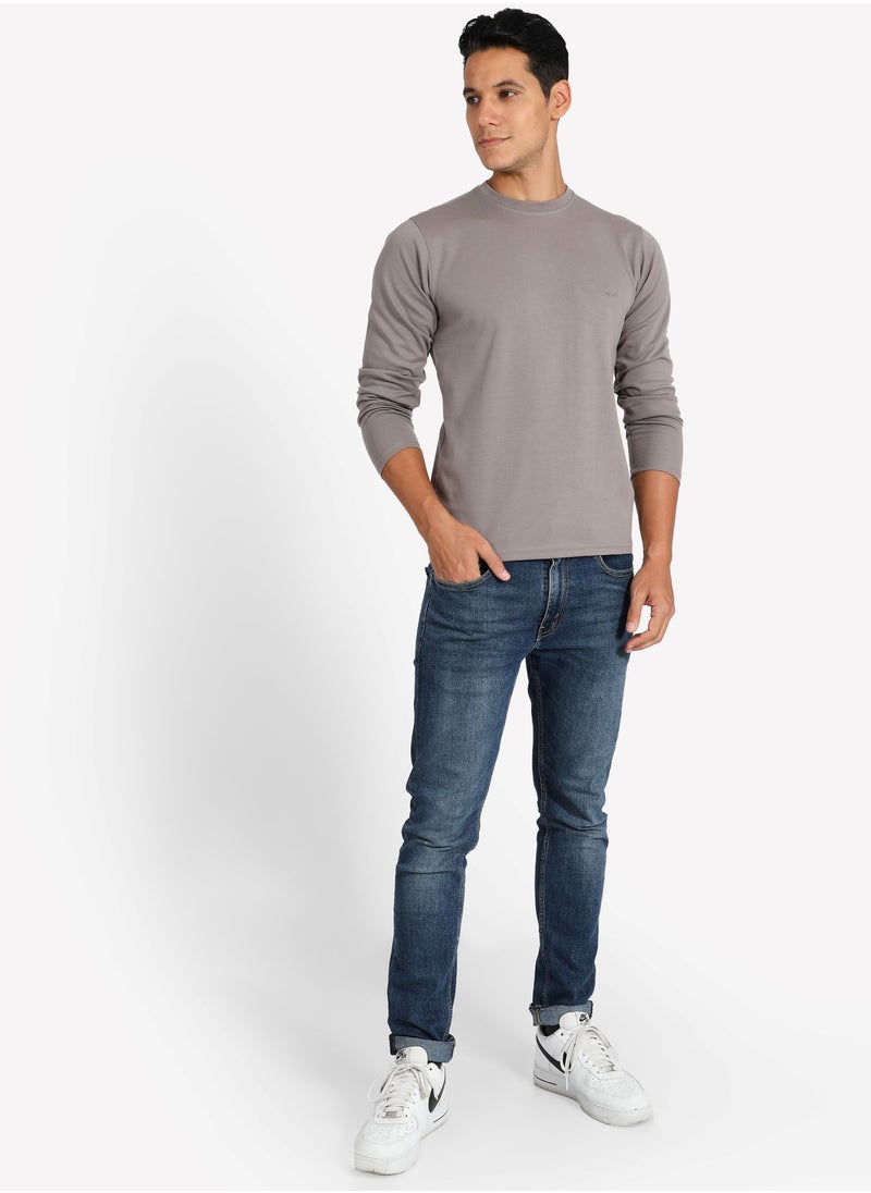 Tropical Solid Pattern Long Sleeve T-Shirt  - Image 3