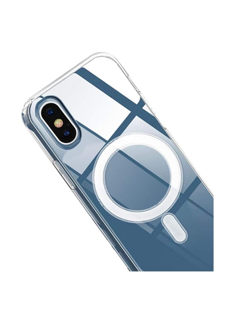 Generic - Clear Magnetic Case for iPhone X/XS with Mag-Safe Wireless Charging, Soft Silicone TPU Bumper Cover, Thin Slim Fit Hard Back Shockproof Anti Protective Case for iPhone X/XS (6.5 inch) - Image 1