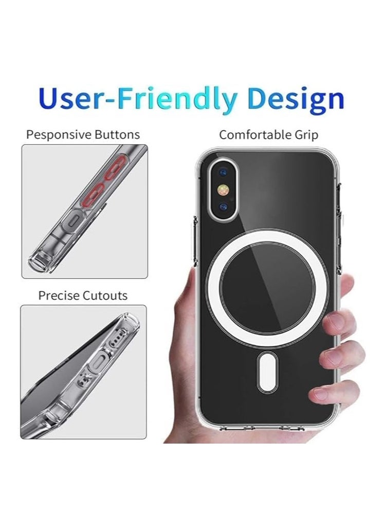 Generic - Clear Magnetic Case for iPhone X/XS with Mag-Safe Wireless Charging, Soft Silicone TPU Bumper Cover, Thin Slim Fit Hard Back Shockproof Anti Protective Case for iPhone X/XS (6.5 inch) - Image 1