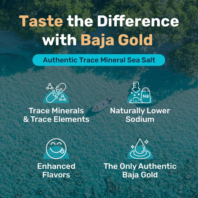 Baja Gold ملح البحر المعدني باجا جولد - موصى به من غاري بريكا - ملح ناعم أصلي للطهي والخبز | ملح باجا الطبيعي للاستخدامات الطهو | رائع لإنهاء الأطباق | كيس قابل لإعادة الإغلاق 1 رطل، 300+ حصة - Image 4