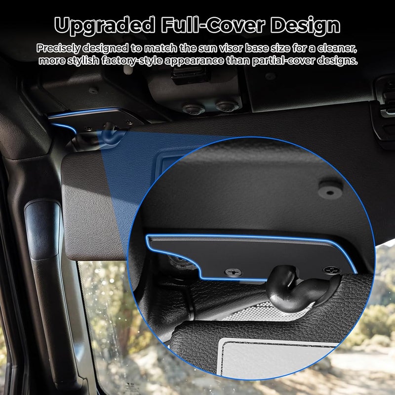 Eamplest Upgraded Full-Size Sun Visor Repair Kit for Jeep Wrangler JL JLU 2024-2026 & Gladiator JT 2024-2026 Accessories Aluminum Alloy Visor Repair Kit Heavy Duty Visor Mounting Clips Replacement - Image 2