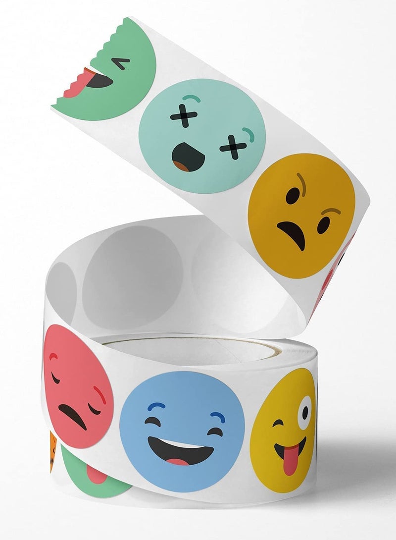 KASTWAVE Smile Face Stickers Roll, Reward Stickers for Teachers Kids, Happy Face Rewards Stickers Circle Dots Stick Labels, Water Bottles, School, Home Etc, Party Supplies Stickers  - Image 3