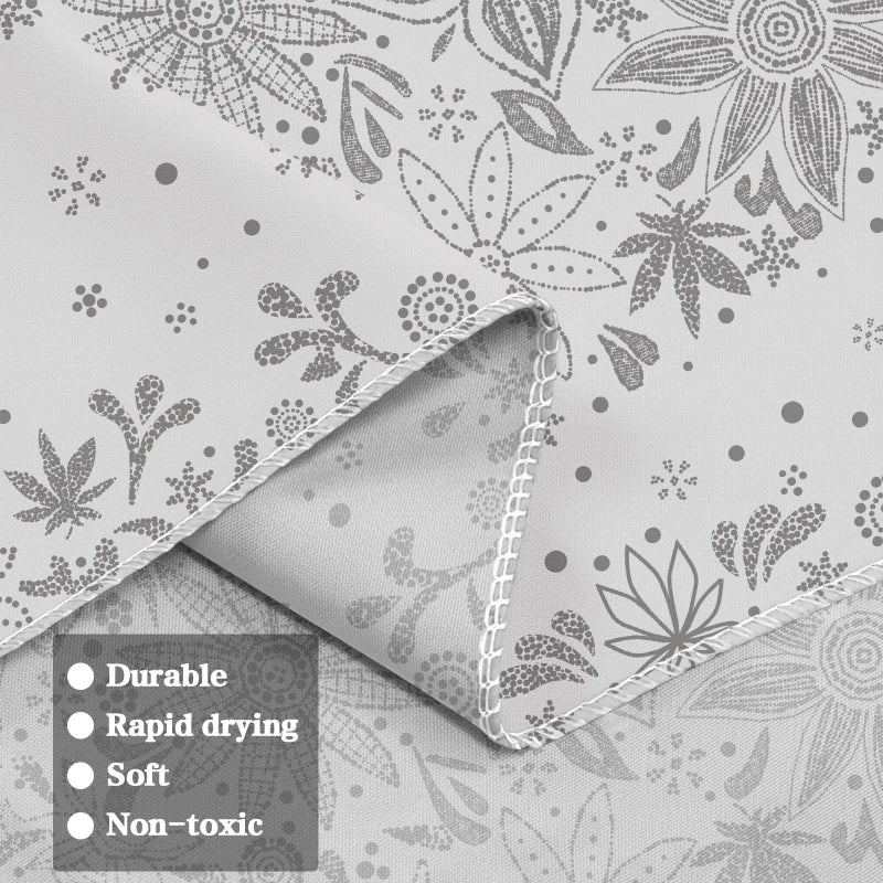 Neasow Bohemian Tapestry Wall Hanging, Gray Floral Tapestry with Dotted Daisy Medallion Print Bedroom Boho Hippie Home Decor, 36x48 inches - Image 5