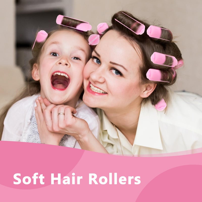Oruola 14Pcs Foam Hair Rollers 2.67 In Hair Rollers To Sleep In Heatless Curlers For Fine Thin Hair Sponge Rollers For Hair Soft Hair Rollers For Hair Styling Long Short Hair Ladies Children (Pink) - Image 5