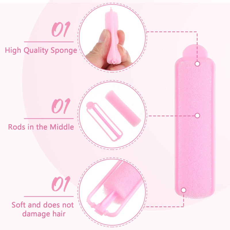 Oruola 14Pcs Foam Hair Rollers 2.67 In Hair Rollers To Sleep In Heatless Curlers For Fine Thin Hair Sponge Rollers For Hair Soft Hair Rollers For Hair Styling Long Short Hair Ladies Children (Pink) - Image 4