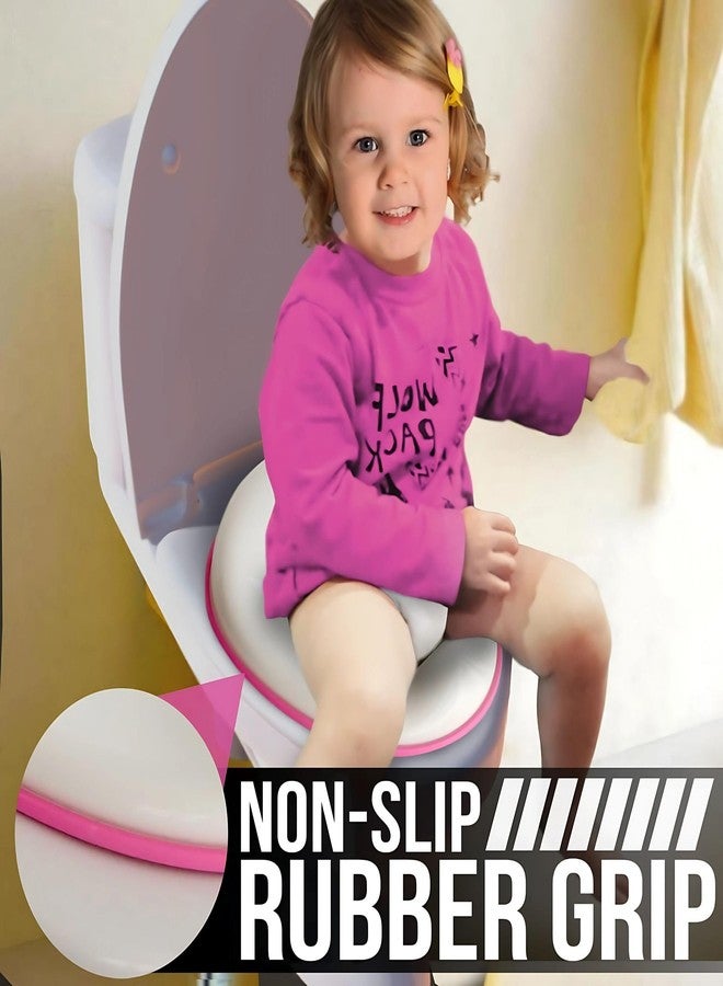 Hian Toddler Toilet Trainer Seat | 36×30 cm | Pink Rim | Anti-Skid Base with Splash Shield & Hanging Hook | Easy-Clean & Hygienic | Fits Round & Oval Toilets | Pack of 1 - Image 2