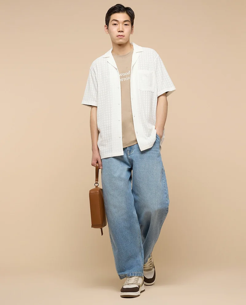 أر أند بي Faded Loose Fit Jeans with Button Closure
