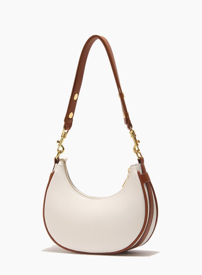 Half Moon Women's Shoulder Bag, Fashion Soft High Quality PU Leather Handbag, White - Image 1