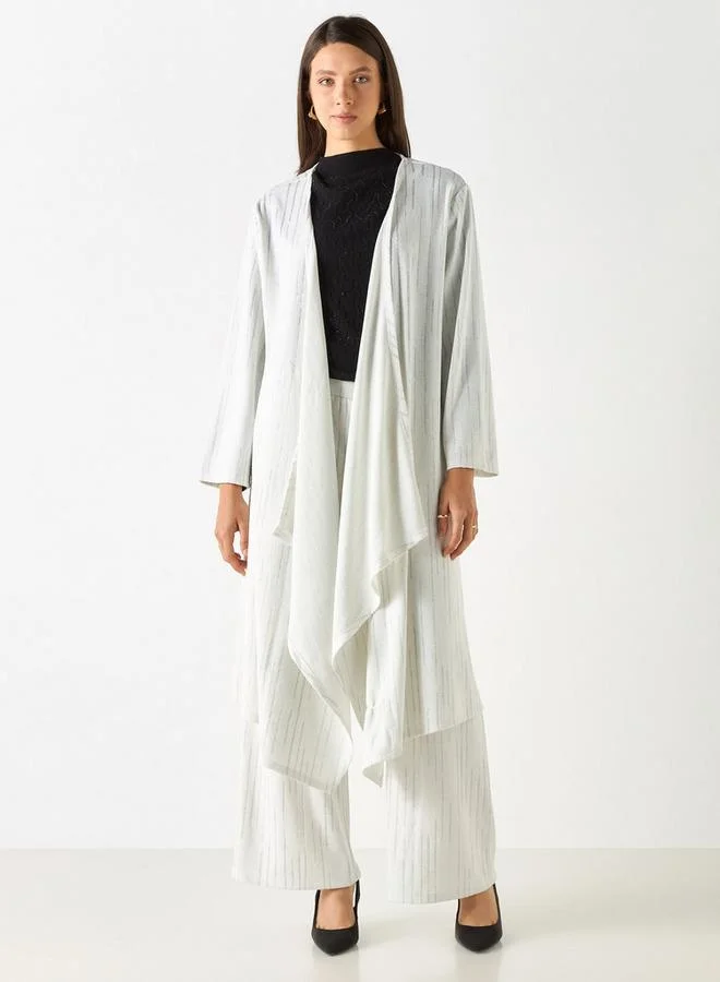 Iconic Iconic Textured Longline Shrug with Long Sleeves