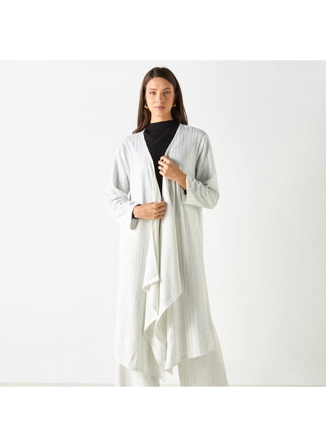 Iconic Iconic Textured Longline Shrug with Long Sleeves  - Image 1