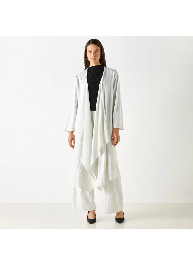 Iconic Iconic Textured Longline Shrug with Long Sleeves