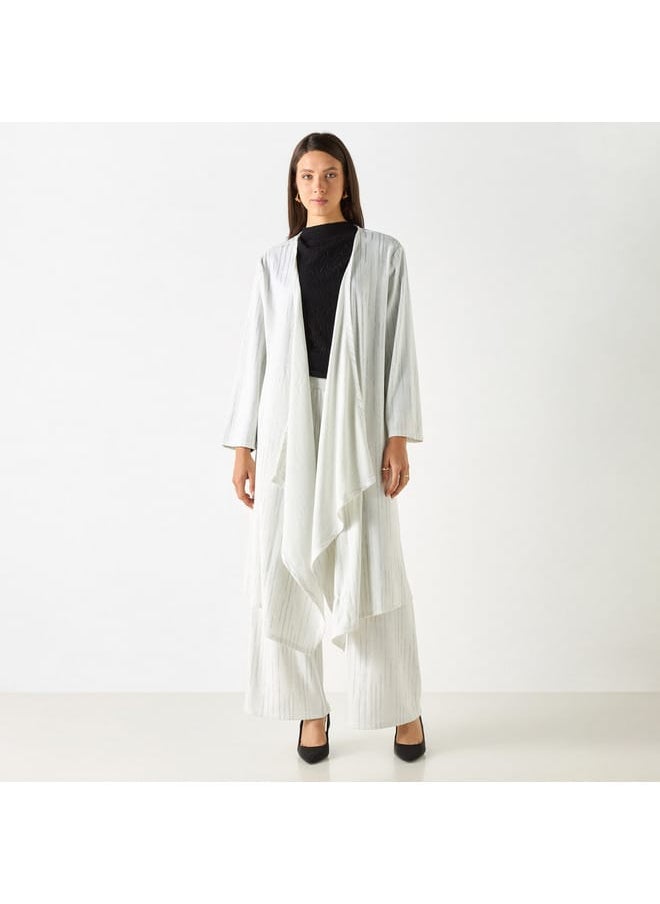 Iconic Iconic Textured Longline Shrug with Long Sleeves  - Image 2