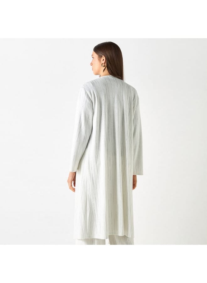 Iconic Iconic Textured Longline Shrug with Long Sleeves  - Image 3