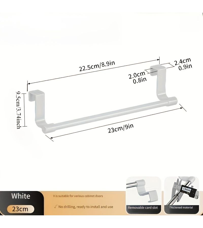 White 14.17 Inch Iron Alloy Towel Rack for Cabinet Door Space Saving Kitchen Dishcloth Holder - Image 3