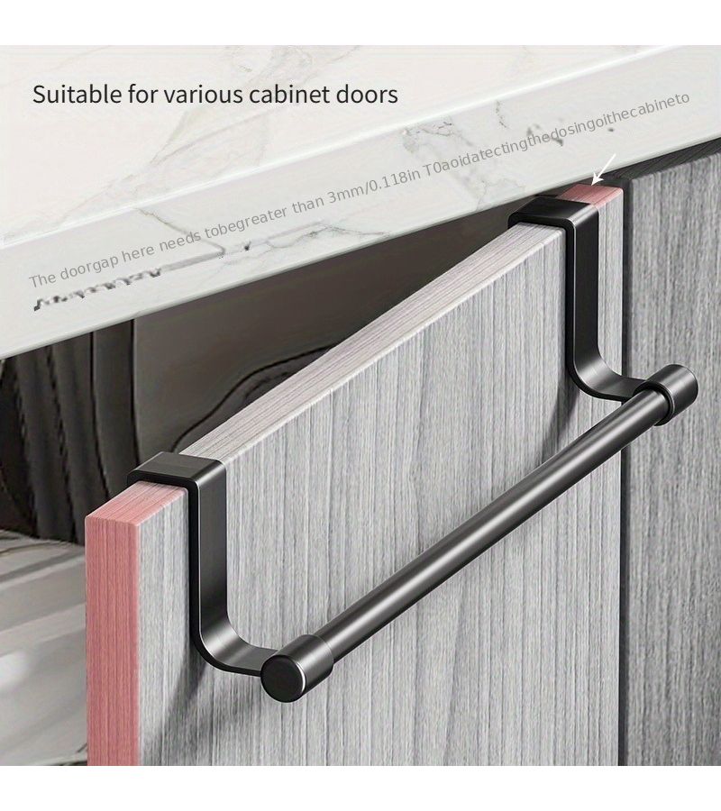 White 14.17 Inch Iron Alloy Towel Rack for Cabinet Door Space Saving Kitchen Dishcloth Holder - Image 1
