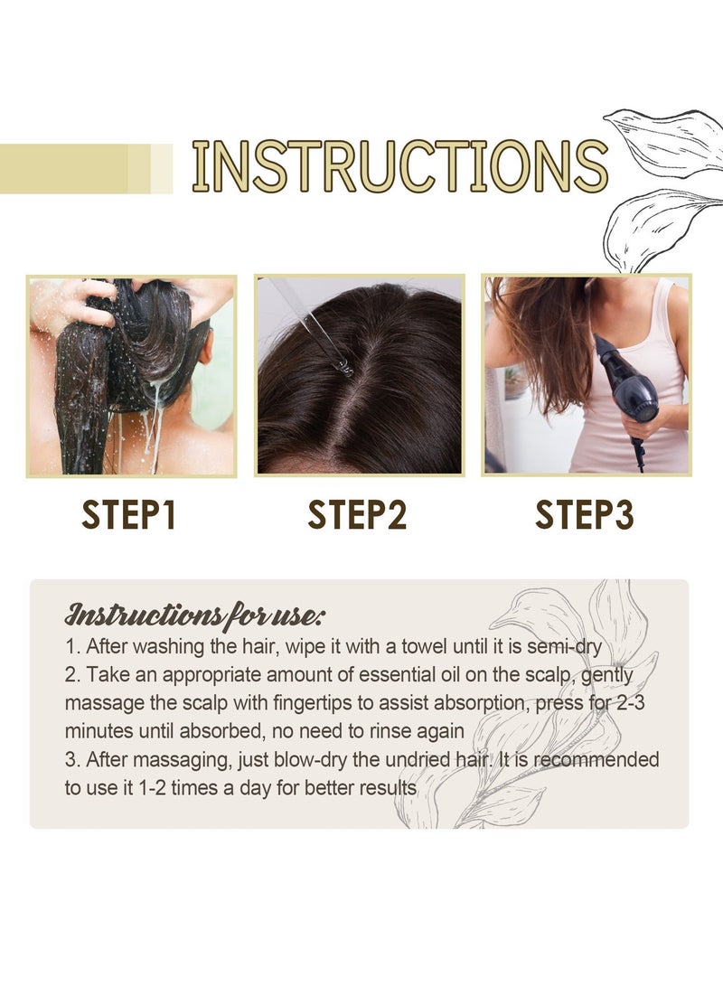 EELHOE 3-PACK Rosemary Hair Oil, Prevents Hair Loss, Nourishes Scalp And Repairs Damaged Hair 60ml*3 - Image 5