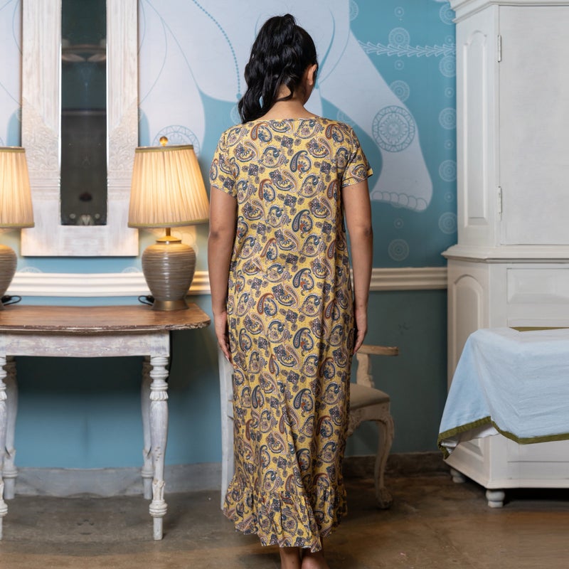 Aadaraya Night Dress Short Sleeves Printed - Image 4