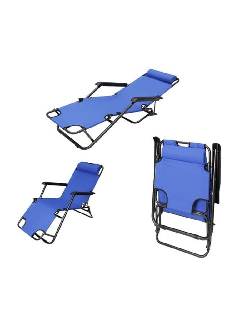 Promass Foldable Beach Chair 153x60x35 blue - Image 1