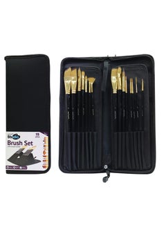 Mont Marte 15-Piece Studio Artist taklon Brush Set With Easel Wallet  - Image 1