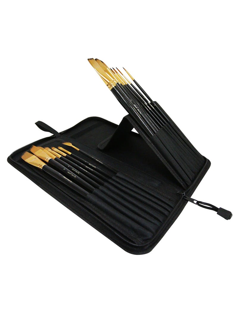 Mont Marte 15-Piece Studio Artist taklon Brush Set With Easel Wallet  - Image 4