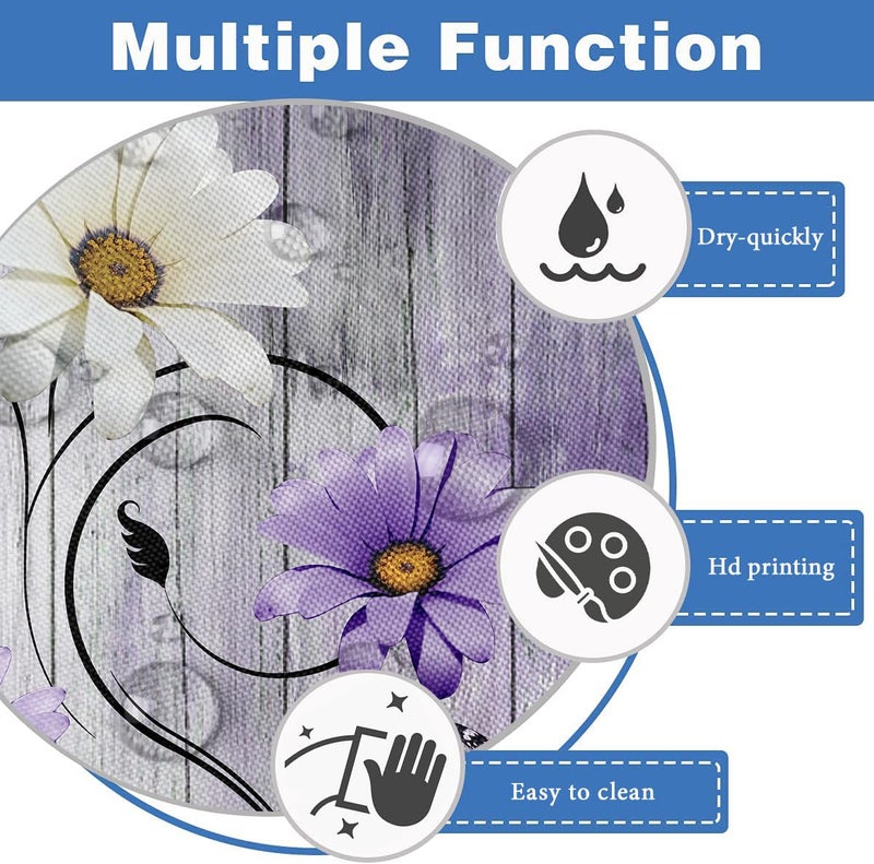 AAtter Purple Floral Shower Curtain Rustic Flowers Butterfly Daisy Stall Small Single Walk in Half Size Dorm Standing Narrow Stand Up RV Home Bathroom Decor Bathtub Set with 7 Hooks  36x72  Lavender - Image 2