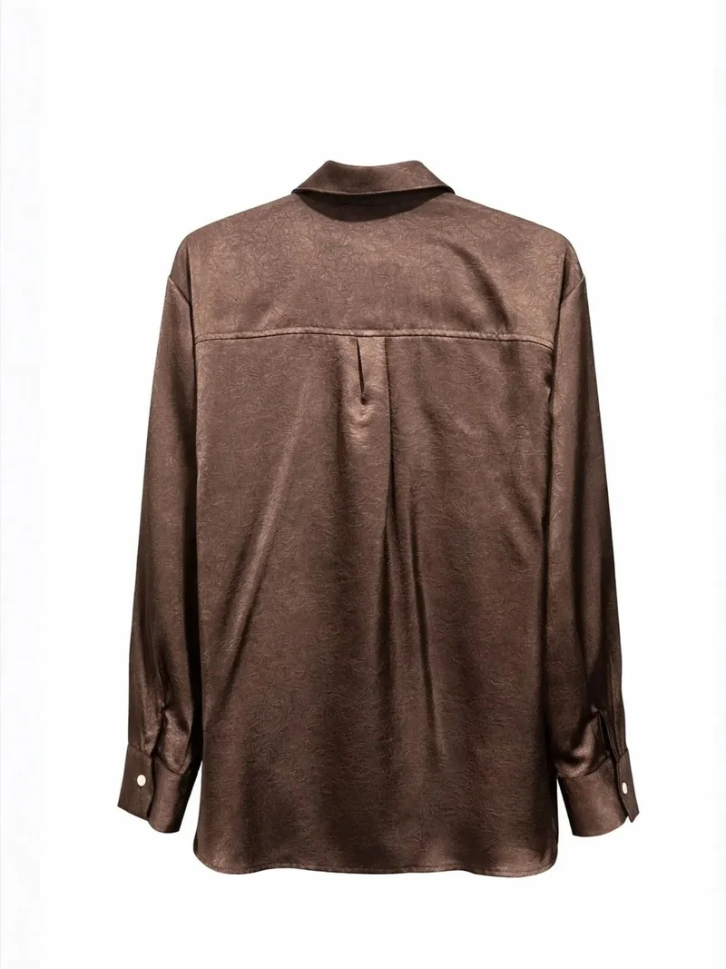 ميكسراي MIXRAY Regular Fit Satin Woven Button-Up Shirt