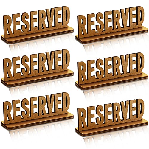 Jetec Jetec 6 Pieces Wooden Reserved Table Sign for Wedding Rustic Table Decor Laser Cut Reserved Signs for Tables Restaurant Special Events