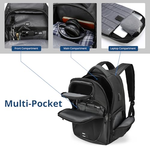 Swissdigital Design Men's Laptop Backpack for College and Business Travel with Integrated USB Charging Port and RFID Protection Fits Laptops up to 15.6 Inch, Black | SD1695-01 - Image 2