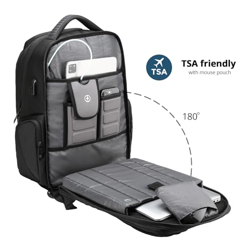 Swissdigital Design Men's Laptop Backpack for College and Business Travel with Integrated USB Charging Port and RFID Protection Fits Laptops up to 15.6 Inch, Black | SD1695-01 - Image 5