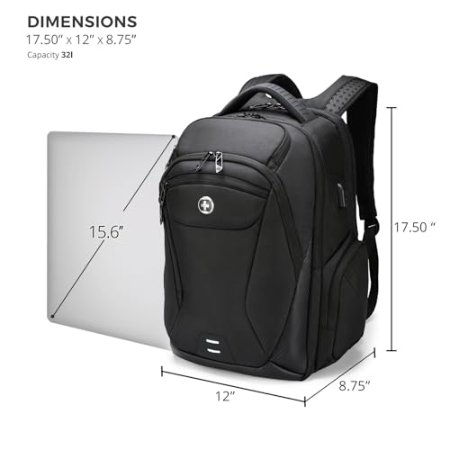 Swissdigital Design Men's Laptop Backpack for College and Business Travel with Integrated USB Charging Port and RFID Protection Fits Laptops up to 15.6 Inch, Black | SD1695-01 - Image 4
