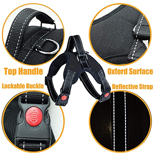 WapaW Cats Dog Harness No Pull With Handle, Reflective Adjustable Vest Harness For Puppy Dog & Cats [Small Dogs] (Medium) - Black - Image 2
