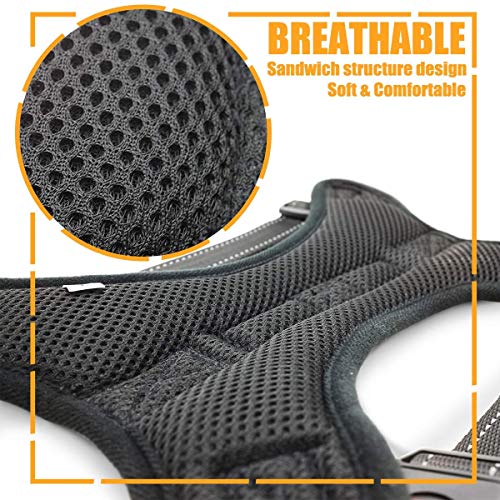 WapaW Cats Dog Harness No Pull With Handle, Reflective Adjustable Vest Harness For Puppy Dog & Cats [Small Dogs] (Medium) - Black - Image 3