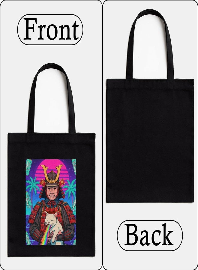 Megrok Samurai Dreamscape Art Tote Bag for Women | Front A4 Size Printed Pocket | 16x14 Inch Japanese Cotton Bag | Unique Anime Lover's Shopper - Image 4