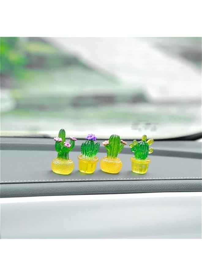 Car Dashboard Transparent Cactus Succulent Mini Figurines Decorations for Plant Lover Cute Car Decor Accessories, Pack of 4 (Tawny) - Image 2