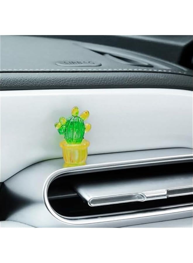 Car Dashboard Transparent Cactus Succulent Mini Figurines Decorations for Plant Lover Cute Car Decor Accessories, Pack of 4 (Tawny) - Image 3