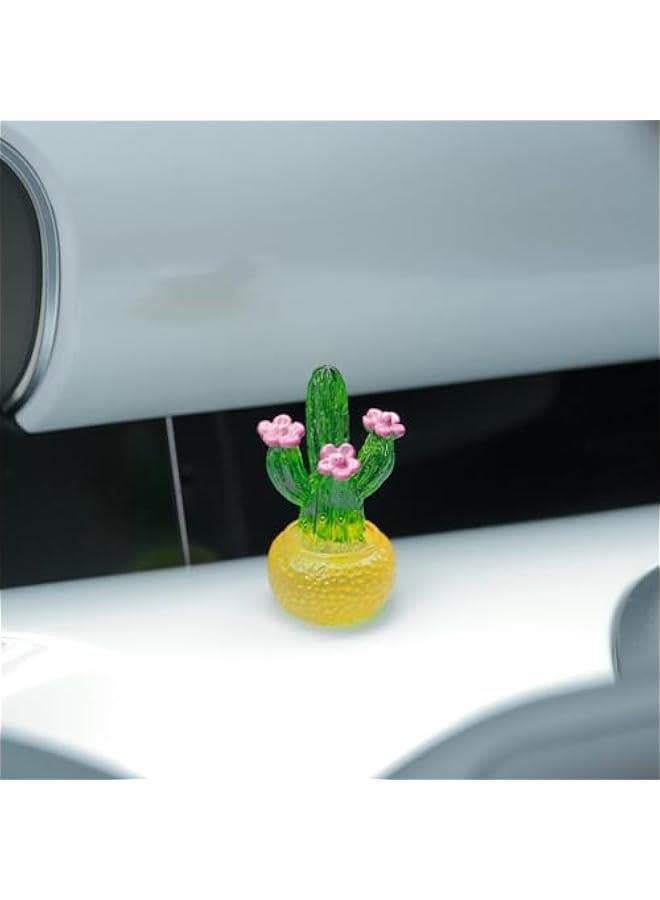 Car Dashboard Transparent Cactus Succulent Mini Figurines Decorations for Plant Lover Cute Car Decor Accessories, Pack of 4 (Tawny) - Image 4